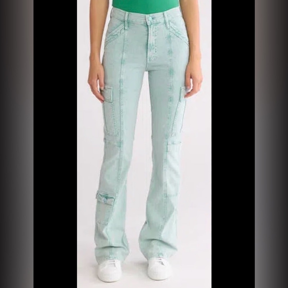 MOTHER Mint Flare Cargo Jeans